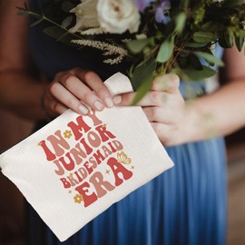 in My Junior Bridesmaid Era, Bridesmaid Gifts for Women Makeup Bag Cosmetic Bag Bachelorette Party Essential Pouch Bridal Shower Gift