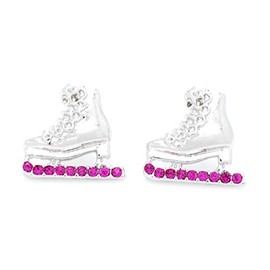 Violet Victoria & Fan Star ICE Skate Earrings - Skater Earrings - Crystal Skate Earrings Post & Dangle! - HOT Pink Post