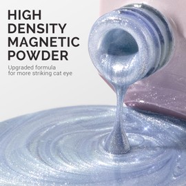 MelodySusie Jeweliver Cat Eye Gel Nail Polish, 0.5 Fl Oz Light Blue Glitter Holographic Magnetic Nail Polish with Magnet, UV Nail Polish for Nail Art Manicure Salon DIY at Home-C54