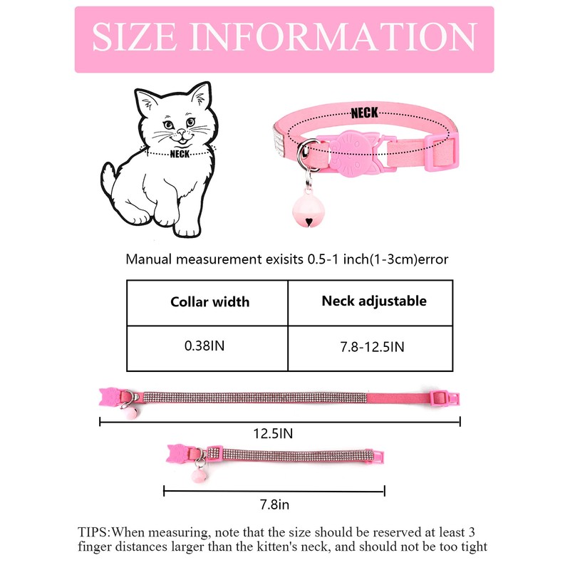 Aecllcea Cat Collars for Girl Cats with Rhinestone Soft Velvet,Breakaway