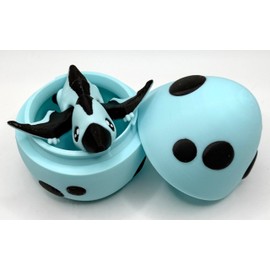 3D Printed Dinosaur Egg and Flexible Fidget Pterodactyl Inside in Light Blue and Black, Gift Toy Easter Egg Articulated Dinosaur Fidget Toys, Easter Basket Stuffer, 3D Printed Animals Toy Set 2 Pieces