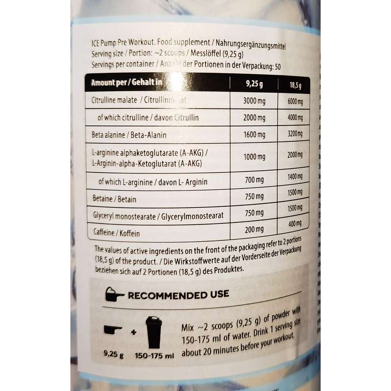 FA Nutrition Ice Pump Booster, 463 g per container, Pre-Workout
