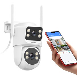 OOSSXX Security Camera, PTZ Outdoor, Indoor Wireless Surveillance Camera, 4 Megapixels, Security, Security Camera System, For Home, No Construction Required, Wi-Fi