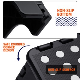 Korpai 13" Folding Step Stool for Adults and Kids Holds Up to 300 lbs,Non-Slip Folding Stools with Portable Handle, Compact Plastic Foldable Step Stool for Bathroom,Bedroom, Kitchen,Black,1PC