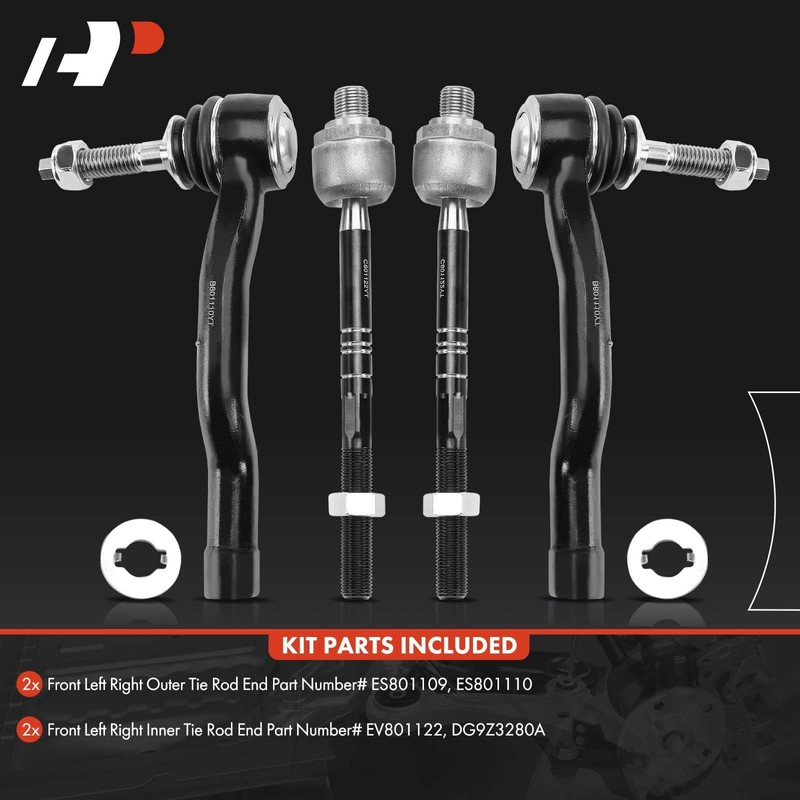 A-Premium Set of 4, Front Inner & Outer Tie Rod