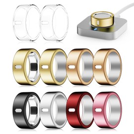 Snyeest Cover Compatible for Oura Ring 4/Gen 3 Heritage/Gen 3 Horizon,Charging Directly,Rugged TPU Polished Elastic Ring Finger Sleeve Protector for Workout Gym Women Men-10 Packs-Size 10