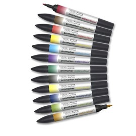 Winsor & Newton 290165 Promarker - Rotulador de acuarela, juego de 12, tonos básicos, 12 unidades