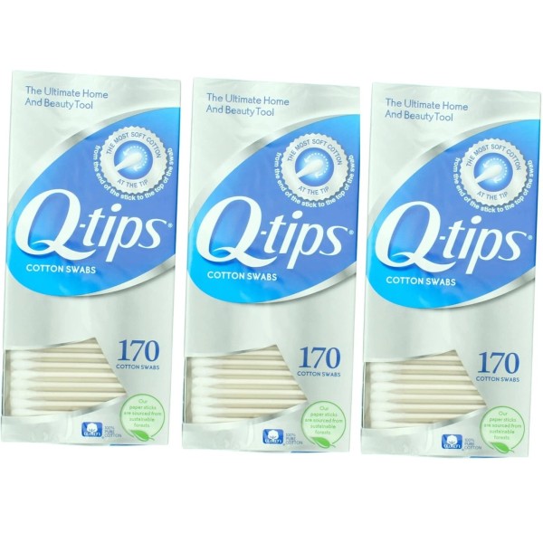 Q-tips Cotton Swabs 170 Cotton Swabs *Three Pack*