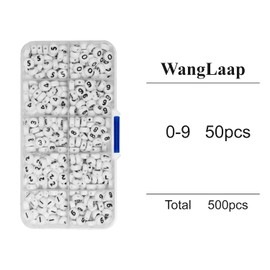 WangLaap 500Pcs Number Beads Acrylic 4x7mm Round Beads for Bracelets Neckless Friendship Jewelry DIY Making (10Grids)