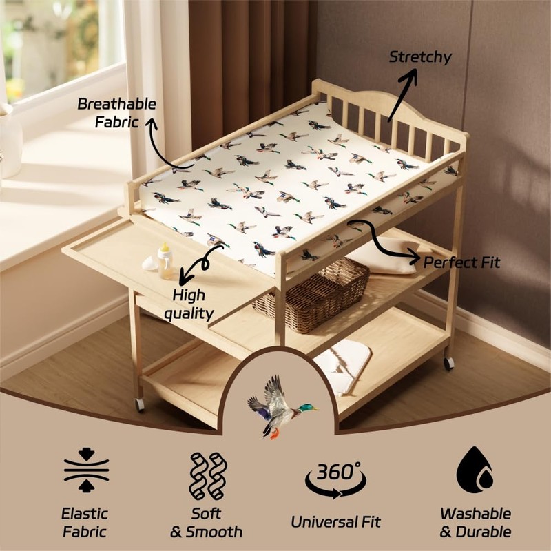 4 Pack Mallard Duck Baby Changing Pad Covers Neutral Unisex