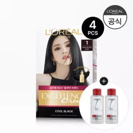 L'Oréal Paris 로레알파리 엑셀랑스 크림 염색약 4개 세트 (증)샴푸 미니 100ml(랜덤) 2개 [5호] L'Oreal Paris Excellance Cream Hair Dye Set of 4 (Bonus) Mini Shampoo 100ml (Random) 2 pcs [No. 5]