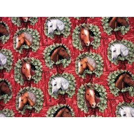 "Handmade" Christmas Horse Cameo Green Red Barn Valance Holly Holiday Handmade Curtain