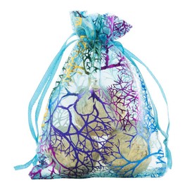 Lucky Monet 50pcs Coralline Organza Gift Bags Jewelry Pouch Drawstring Christmas Wedding Party Favor Gift Bags (3” x 4”, Blue)