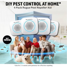 Bell+Howell Upgraded 2025 Ultrasonic Pest Repeller Indoor 4 Pk, Mice Repellent Indoor Home Kit, DIY Pest Control at Home, Plug in Spider Repellent, Rodent Repellent, Bug, Insect, Family & Pet Safe