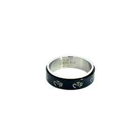 One Moment In Time J38B Size 9.5 Wide Antique Black Stainless Steel Spinner Ring Mormon LDS CTR