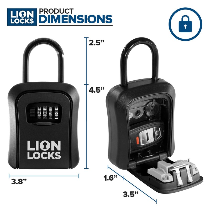 Lion Locks Lock Box for Keys - Lockbox for House