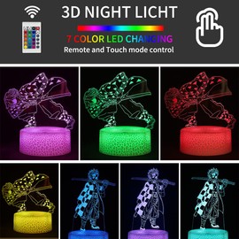 Likohee 3d anime demon killer lamp 2 designs und 16 farben Dekorative lampe mit fernbedienung, weihnachten geburtstag geschenk