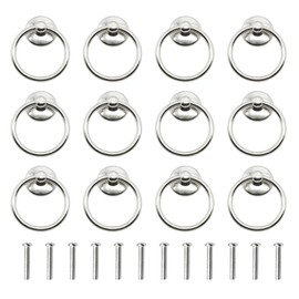 Asamuyu 12 Pieces Drawer Pull Ring Knobs Metal Ring Pull Handle Knobs Used for Cabinet Drawer Cupboard Dresser Door (Silver)