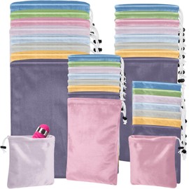 Amylove 32 Pcs Adult Game Toy Storage Bags Drawstring Gift Bags Pouches for Toys Lightweight Ditty Stuff Pouch Multi Purpose Foldable Travel Toy Sunglasses Holder for Women, 4 Sizes (Light Colors)
