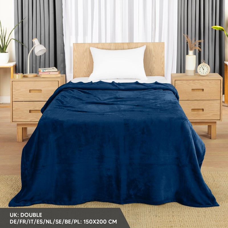 Utopia Bedding Navy Fleece Blanket [Double - 150 x 200