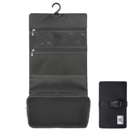 YOGOTO Travel Pouch, Toiletry Bag, Hanging Type, Cosmetic Pouch, Toiletry Bag, Detachable Pouch Included, Large Capacity, Waterproof, Hook Included, Compact Storage, Travel, Business Trips, Outdoors, Convenient Goods (Black)