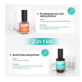 modelones Nail Dehydrator and Primer, Acid Free Natural Nail Prep Dehydrate & Bond Primer Kit, Acrylic Nail Supplies Primer Nail Tech Must Haves Set