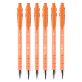 Paper Mate Flexgrip Ultra Retractable Ballpoint Pens | Medium Point 1.0mm | Blue Ink | Bright Orange Retro Barrels | Pack of 6