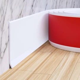Duzzy Flexible Baseboard Molding Trim, 6 Inch(W) x 40 Feet(L) Peel and Stick Rubber Wall Trim Molding, Self-Adhesive Vinyl Wall Base Cove Base