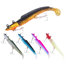 Goture Worm Set, 0.6 oz (18 g), Jig Head, Soft Lure, Sea Bass, Flounder, Fish, Fish, Blues, Freshwater and Saltwater Fishing Set of 5