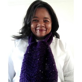 Purple Crochet Extra Long Textured Shiny Scarf for Women