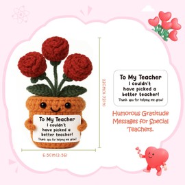 TKGIFTHOT - Regalos de agradecimiento a los maestros de ganchillo hechos a mano, regalo perfecto para profesores, amigurumi único positivo Keapsake lindo pequeño decoración de agradecimiento para