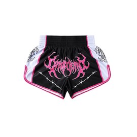 GORGLITTER Men's Color Block Letter Graphic Shorts Elastic Waist Track Split Hem Shorts, Black White Pink, X-Large