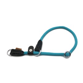 Aiminto Braided Rope Collar, Training Dog Collar, Round Martingale Collar, Slip Collar with Adjustable Stopper and Slidable Stop Ring - Ideal for Small Dogs (S(1/4") - 14" Long, Light Blue)