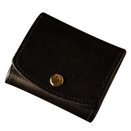 Am De Mas CP-045 Men's Compact Coin Case, Genuine Leather, Small Wallet, Made in Japan, Coin Purse, Stylish, Leather, lamp black