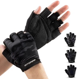 Fitgriff Training Gloves for Men and Women - Fitness Gloves for Strength Training, Strength Training, Gym, Workout, Lifting Gloves (Camo-Black, 6)