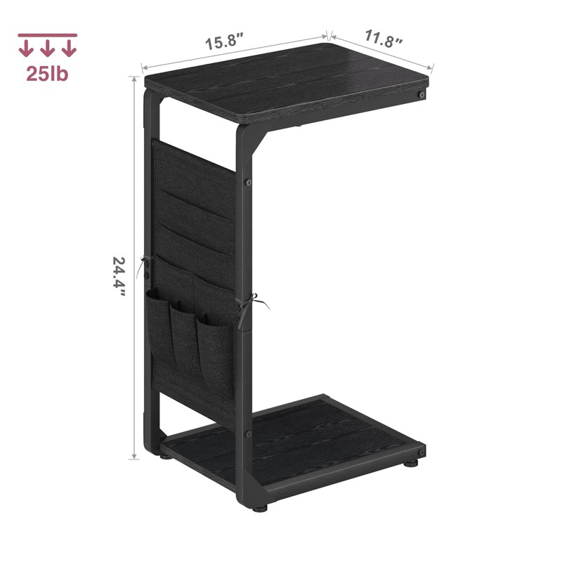 Vovonusy Narrow C-Shaped End Table, Small Side Table for Couch