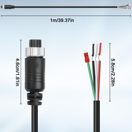 XMSJSIY M12 4 Pin Car Video Aviation Connector Cable GX12 4-Pin Female Plug to Open End Bare Wire and Y Spade Plug Camera Cable for Vehicle Car Truck CCTV Rearview Camera -1M/3.2FT