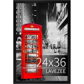 Lavezee 24x36 Poster Frame Black Display 24 x 36 Inch Photo Picture Frame for Wall, Pack of 1