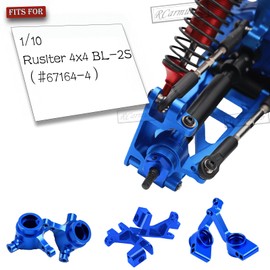 Rcarmumb Upgrades Part for 1/10 Rustler 4x4 BL-2S（#67164-4）,Alloy Front Rear Suspension Arm,Steering Blocks,Caster Block,Rear Stub Axle Carriers,Steering Block,Shock Tower Set,Navy Blue