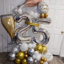 25 Number Balloons Silver 25 or 52 Balloons Number 40 Inch Number 25 or 52 Foil Mylar Balloons for 25 or 52 Birthday Party 25 or 52 Anniversary Events Decorations