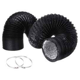 QUARKZMAN Dryer Exhaust Hose 4 Inch 10 Ft Aluminium Flexible Air Duct for Heating Cooling Ventilation and Exhaust Air with 2 Clamps Black