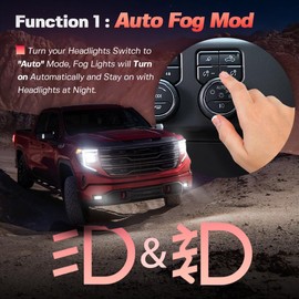 Auto Fog& All Lights Mod for 2022-2025 Chevy Silverado GMC Sierra 1500& 2024-2025 2500 3500-Fog Light Auto Come on with Auto Headlight& Fog Lamp Stay on with Intellibeam/High Beams-PlugPlay Error Free