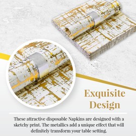 Silver Spoons Elegant Disposable Dinnerware - Arctic Collection, Cocktail Napkins, Gold