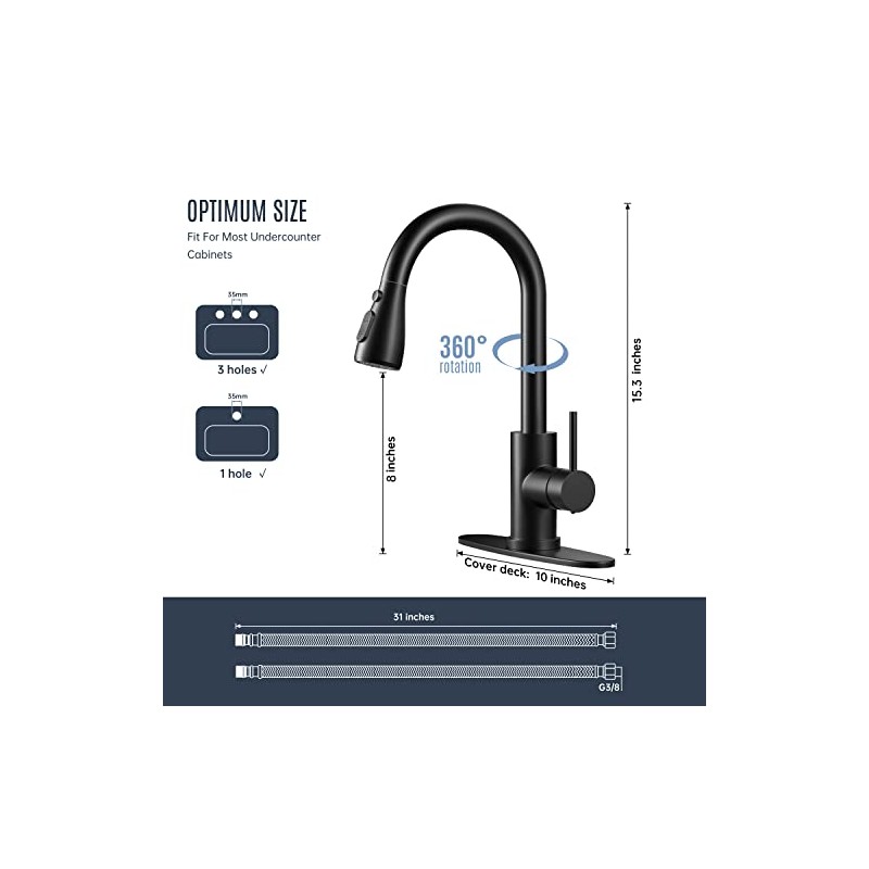 Kitchen Faucet with Pull-Down Spray Single Handle high arc Commercial