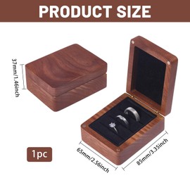beinkmake Walnut Wooden Ring Box 3 Slots Solid Wood Jewelry Ring Storage Box Square Ring Holder Case Black Velvet for Wedding Ceremony Engagement Proposal Birthday