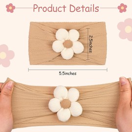 WERIGONI 5pcs Elastic Headband Baby Girl with Bow, Flower Headband, Baby Headband Suitable for Newborns, Toddlers, Baby Hair Band