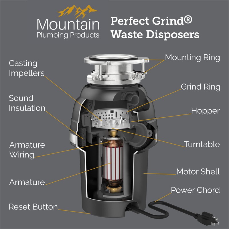 Mountain Plumbing PROSELECT5 Perfect Grind Waste Garbage Disposal, Silver