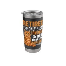 Vintage Style Retired Cat Lover for Feline Stainless Steel Insulated Tumbler