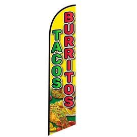 Tacos Burritos, Menudo and Taqueria Mexican Restaurant Advertising Feather Flags windless banners (replacement flags only)