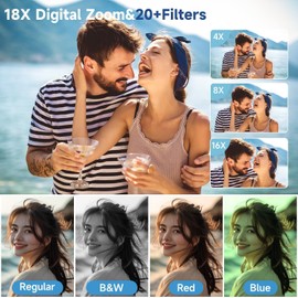 4K Digital Camera for Photography, 3" 180° Flip Screen with 64GB Card